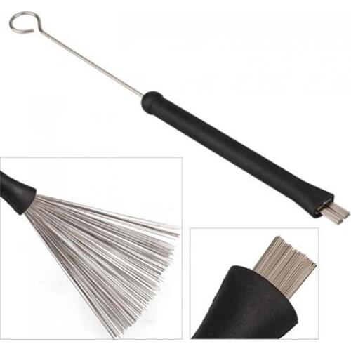 2pcs! Retractable Jazz Drum Brushes Percussion Steel Wire Strands Sticks Loop End