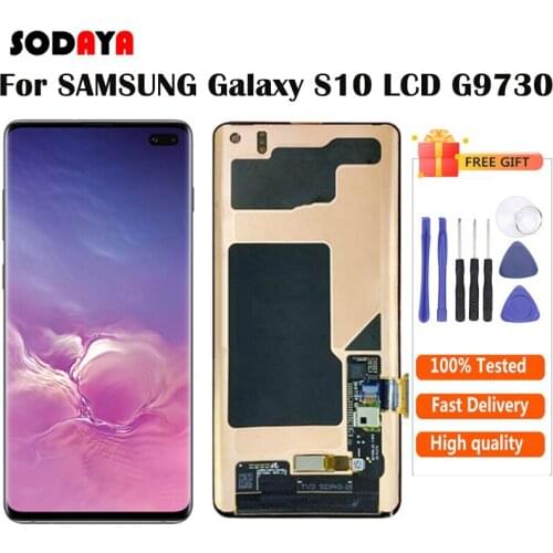 6.1'' AMOLED LCD For SAMSUNG Galaxy S10 LCD G9730 SM-G9730 LCD Display Touch Screen Digitizer For Galaxy S10 LCD + Frame