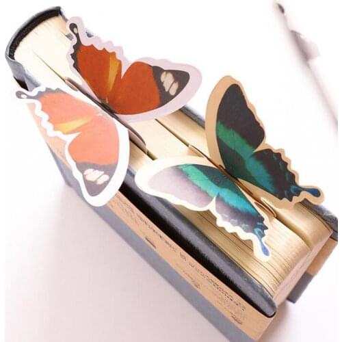 6 Pieces / Set Of Classical Literary Paper Bookmarks Cute Butterfly Cartoon Bookmark Paper Clip Office Learning Stationery Gift