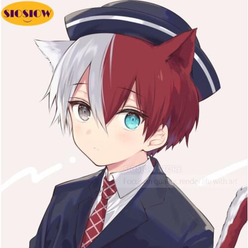 5d Diy Anime Poster Diamond Mosaic Embroidery Todoroki Cat Ear 3d Daimond Painting Cross Stitch Full Round Cute Gifts For Girls