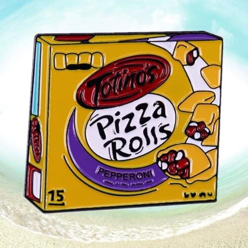 Pop Pepperoni Pizza Rolls Foodies Enamel Metal Pin Mini’s Snack Bites brooch