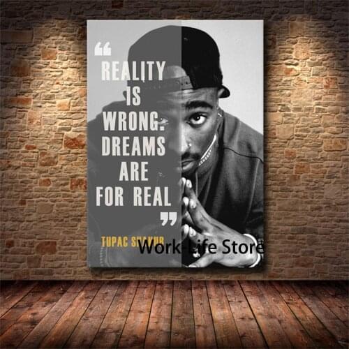 Tupac Shakur 2PAC Music Rapper Star Poster Print Wall Art Inspirational Quotes Picture Canvas Painting Living Home Room Decor