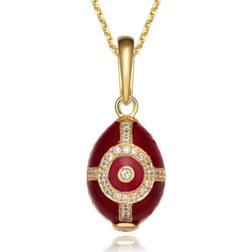 Classic Vintage Egg Pendant Charm Crystal Rhinestone Necklace Noble Unique Easter Bonus Egg To Women