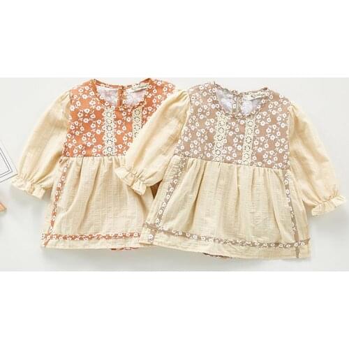 New 2020 Autumn Pastoral Style Newborn Girls Jumpsuits Clothes Baby Girls Floral Rompers Knitted Long Sleeve Children Rompers