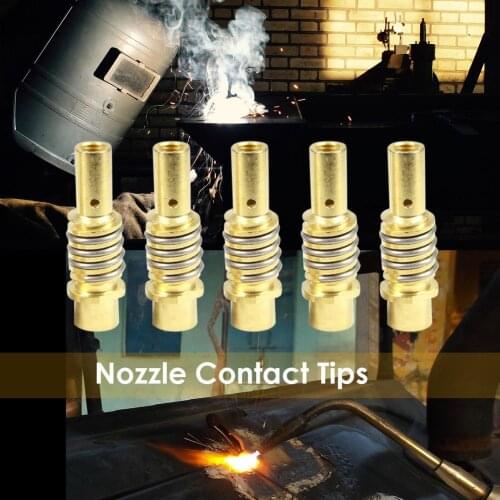 5/10pcs Brass Nozzles Contact Tips Gas Diffuser Connector Holder 15AK MIG Welder Consumable Gas Shielded Welding Tool