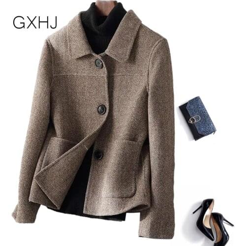 Korean short women wool coat womens clothing 2021 new autumn and winter Female 2021 Loose Casual Outwear Women Blazer Jacket