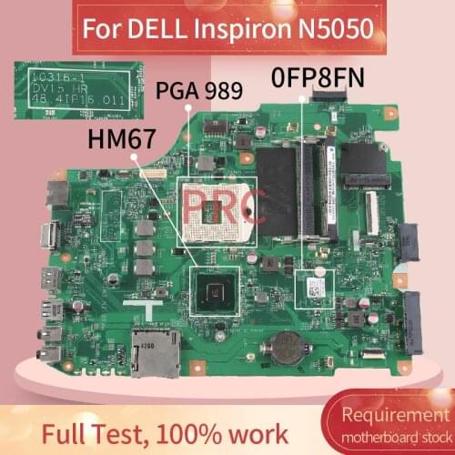CN-0FP8FN 0FP8FN For DELL Inspiron N5050 V1550 PGA 989 Notebook Mainboard 10316-1 DV15 HR 48.4IP16.011 HM67 Laptop motherboard