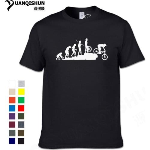 Interesting Mountain Biking Downhill Tshirt Funny Human evolution T-shirt Men Punk Tops Tee Hipster Cotton Bicycle Casual Tshirt
