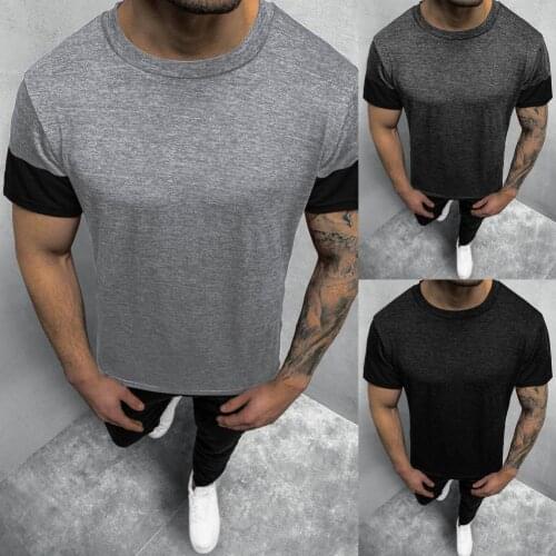 Men T-shirt Short Sleeve Quick Dry Summer Round Neck Color Block Top Male Sportswear Summer Fitness Bodybuilding shirt camisetas