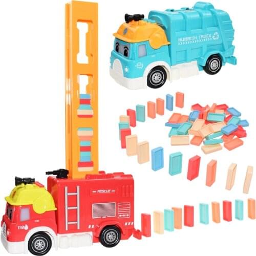 Automatic Laying Domino Brick Train Car Set Sound Light Kids Colorful Plastic Dominoes Blocks Game Toys Car for Children