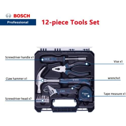 Bosch Workpro Tools for Home 12-piece Tools Set Household Multifunctional Hardware Tool Box Hand