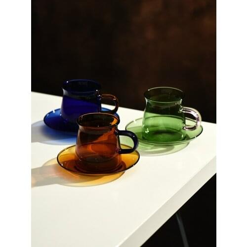 Nordic Drinkware Heat-Resistant Glass Coffee Cup With Saucer Breakfast Milk Cup Afternoon Tea Cup Ins Popular Vasos Decorativos