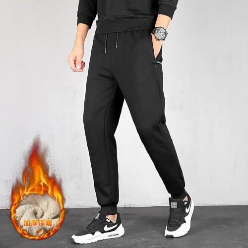 2019 New Men Pants Leisure Velvet Trousers Mens Solid Jogging Casual Pants Men Plus Skinny Winter Pants Male Fashion M-5XL