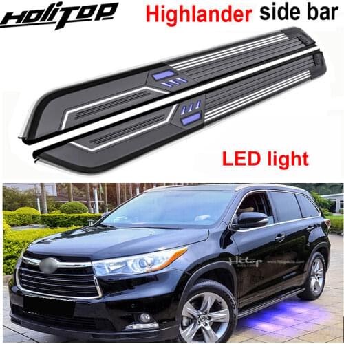 New arrival LED light running board nerf bar side step for Toyota Highlander/Kluger 2015-2019, can load 300kgs,ISO9001 quality