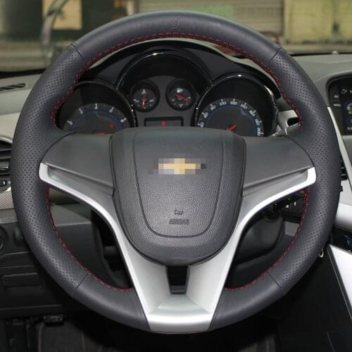 New Anti Slip Black Leather Steering Wheel Stitch on Wrap Cover For Chevrolet Cruze
