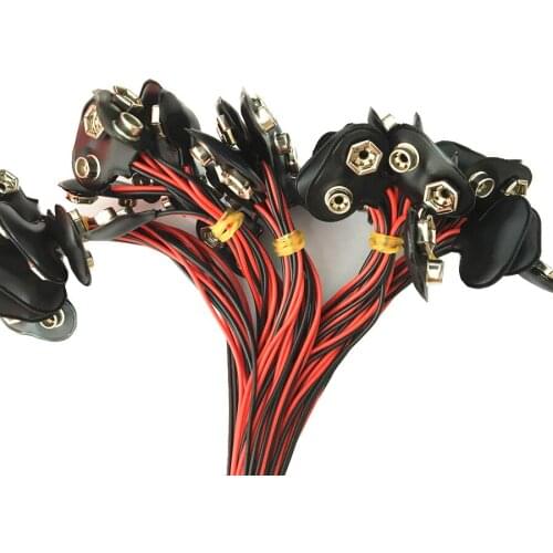 Wholesale 9V battery snap T shape 9V button connector leather and copper material with 6''UL1007 4mm tin ends,3000pcs/lot