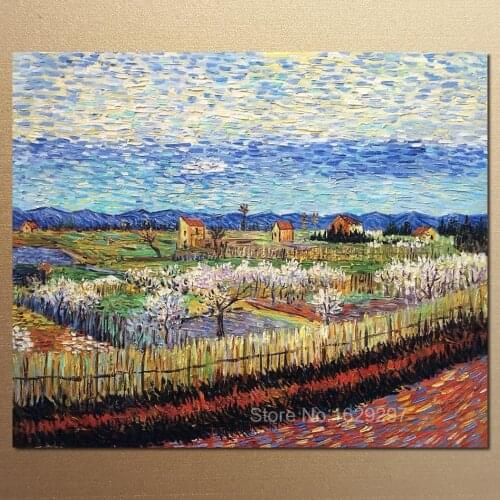 Peach trees in Blossom by Vincent Van Gogh Reproduction oil painting Canvas art Handmade High quality