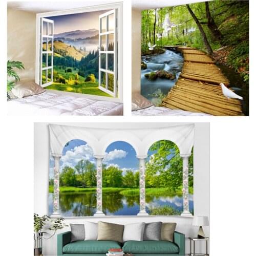 Landscape tapestry 3D printing bay window wall hanging bedroom casual fashion background cloth