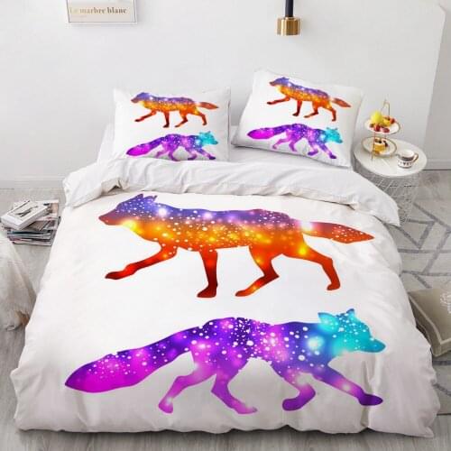Simple Bedding Sets 3D Colorful Wolf Duvet Quilt Cover Set Comforter Bed Linen Pillowcase King Queen Full Double Home Texitle