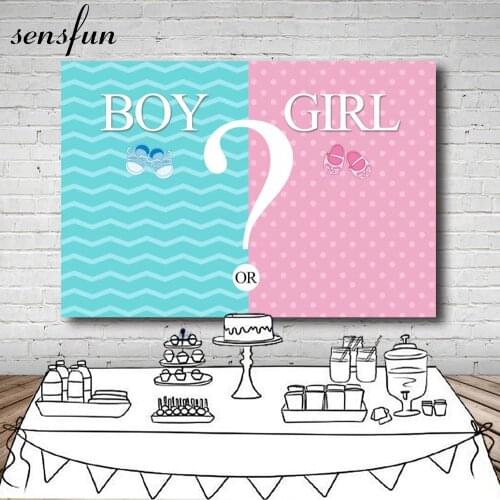 Sensfun Gender Reveal Photography Backgrounds Mint Blue Pink Twin Girl or Boy Birthday Party Backdrop For Photo Studio 7x5ft