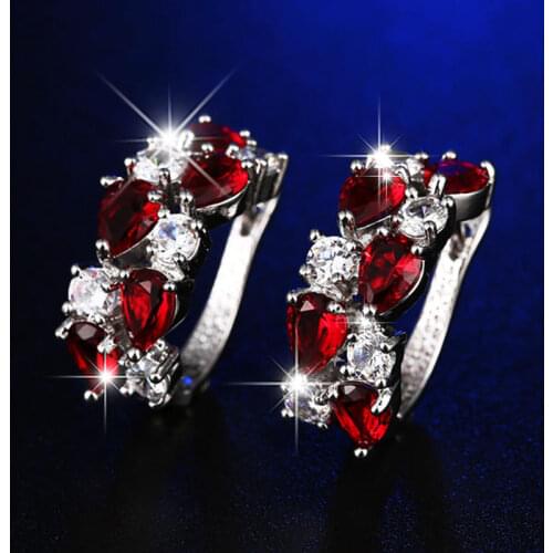 HUAMI 13 Color 1Pair Stud Earrings for Women Jewelry Fashion Korea Valentines Day Gift Unusual Red Earrings Factory Price CZ