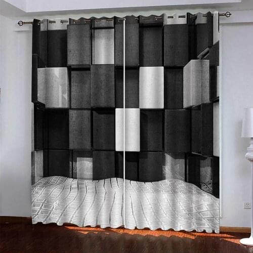 Grey curtains Customized 3d curtains simple and fresh modern thickening blackout curtains geometric curtains