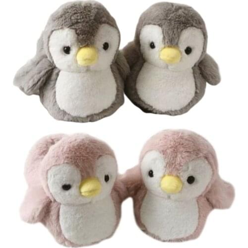 Womens Cute Cartoon Stuffed Penguin Animal House Slippers Novelty Cozy Fuzzy Thick Plush Toy Winter Warm Home Shoes
