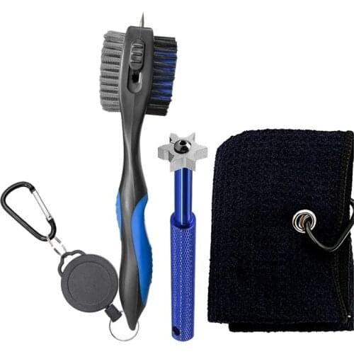 Top!-Golf Club Cleaner Set,Golf Club Brush,6 Heads Golf Club Groove Sharpener,Golf Towel Golf Club Cleaning Kit