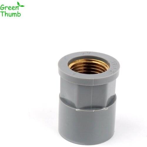 1pc 20*1/2"25*1/2"25*3/4"32*3/4"32*1" Reduced Straight PVC Connector Cooper Female Thread Grey Pipe Fittings Garden Irrigation
