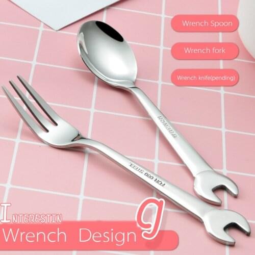 Wrench Shape Tableware Home Kitchen Stainless Steel Fork Spoons For Fruit ,Noddles S006