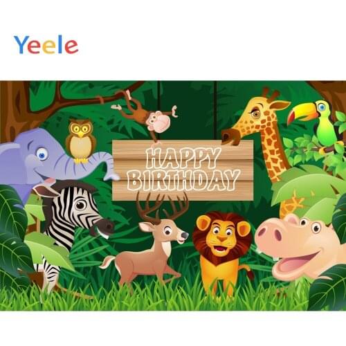 Yeele Jungle Forest Animals Baby Birthday Party Banner Photo Background Wild Customized Portrait Photo Backdrop for Photo Studio