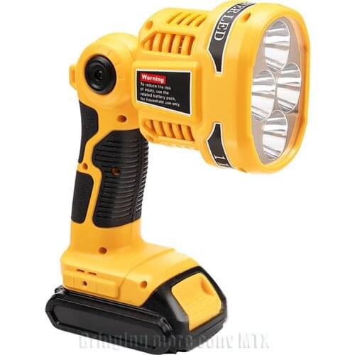 12W Flashlight for Dewalt 14.4V 18v 20V li-ion Battery 1120LM with USB Port Work Light for Outdoor Flashlight for Dewalt DCB200