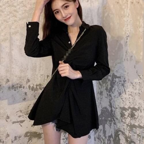 ZB4179 2020 spring autumn new women fashion v-neck long sleeve irregular high-waisted dress cheap wholesale