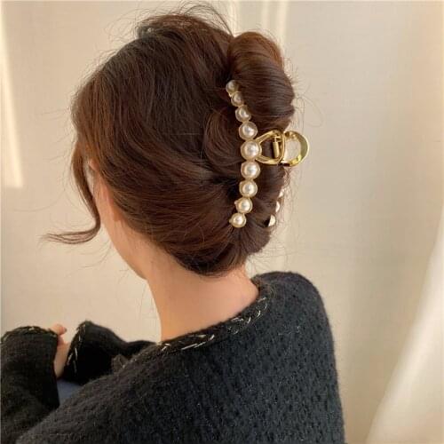Pearl hairpin catch chuck hairpin shark clip on the back of the head Japanese catch Korea online celebrity ins large 2021 new