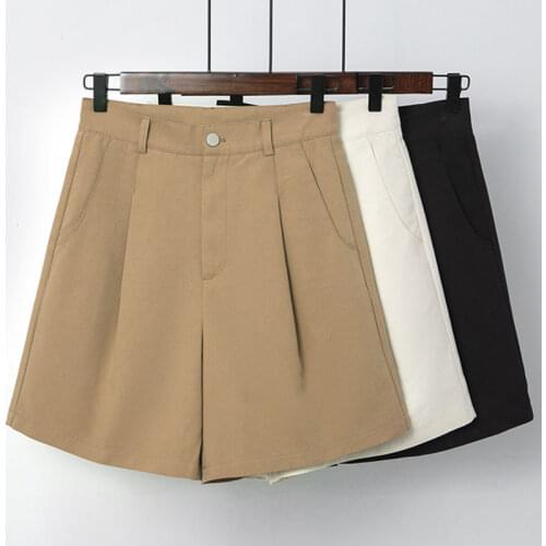 New 2021 Wide Leg Loose Bermuda Shorts for Women High Waist White or Black Cotton Shorts Free Belt High Quality Femme Y471