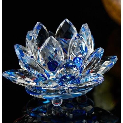 100mm Quartz Crystal Lotus Flower Crafts Glass Paperweight Fengshui Ornaments Figurines Home gardening Party Decor Gifts Souven