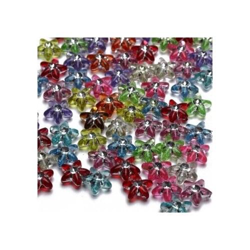 200pcs Acrylic Star Flower Spacer Beads Charms Jewelry Craft DIY Tool 10mm