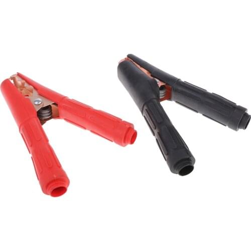 2X Metal Car Battery Clips Crocodile Alligator Test Clamps 1000A 75mm Red&Black