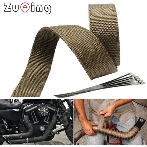5cm*5M Exhaust Heat Wrap Thermal Tape Fiberglass Heat Wrap Manifold Insulation Roll Resistant with Stainless Ties