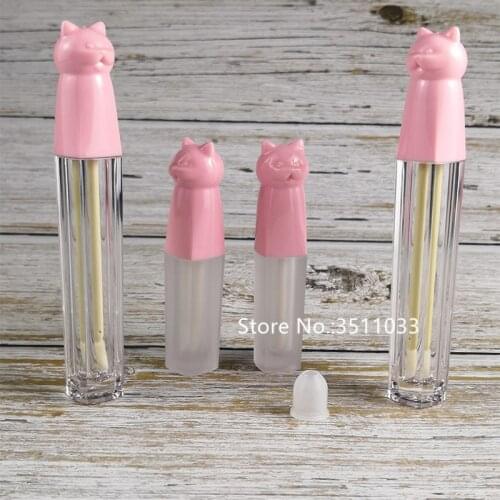 50pcs Cute Lip Gloss Tube Pink Cartoon Bear Shape Lip Gloss Bottle Clear Liquid Lipstick Refillable Tube Empty Lip Oil Container