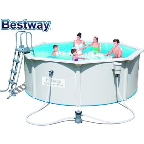 56571 Bestway Round 12'x48"/3.60mx1.20m HYDRIUM POOL Set Above Ground Iron Plate Pool Set:Pool,Filter Pump,Safe Ladder,Mattress