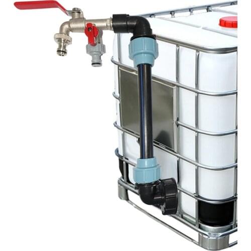 IBC Tank Adapter IBC Swan Neck 3/4 Inch IBC Adaptor With Outlet Tap 3-Way Connector Double Tap IBC Adaptor Garden Tools