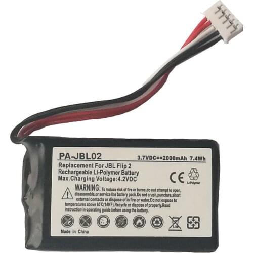 AEC653055-2P Battery AEC6530552P for JBL Flip 2 Bluetooth Loudspeaker Speaker 3.7V 2000mAh Lithium Polymer Rechargeable Battery