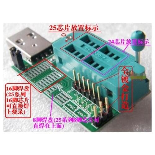 Free Shipping! CH341A 24 25 usb programmer bios motherboard routing LCD burner with adapter plate