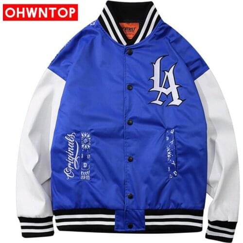 Letter Embroidery Patchwork Baseball Jacket Men Autumn College Style Bomber Jackets Coat Fashion Loose Harajuku Casual Tops 2021
