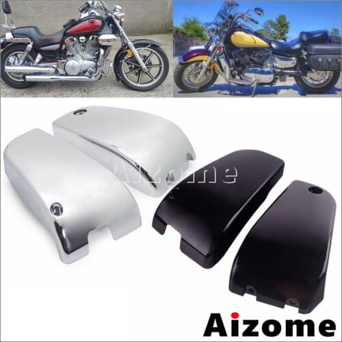 1Pair Battery Side Fairing Cover Protection Guard Motorcycle Accessories Black/Chrome For Kawasaki Vulcan VN1500 Classic / Nomad