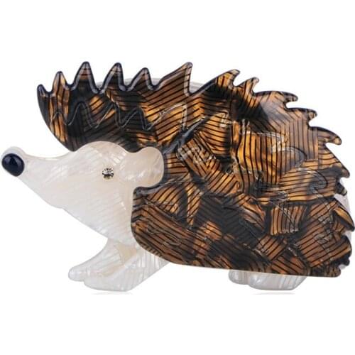 Marrdy New Arrival Brown Hedgehog Shape Brooches Texture Acrylic Animal Pattern Brooch For Women Children Bag Coat Pins Jewelry