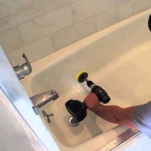 Grout Power Scrubber Cleaning Drill Brush Tub Cleaner Combo Tool Kit Yellow 2