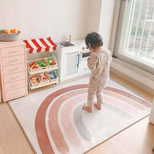 INS Baby Crawling Play mat Kids Rainbow Crawling Carpet for Home Living Room Non-slip Baby PlayMats Photography Props 145*105cm