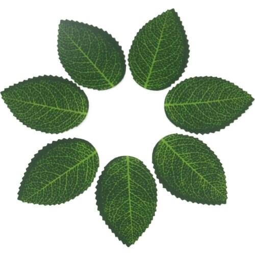100 pieces/lot Cheap High Quality Green Artificial Plastic Silk Leaf flowers Fake Leaves For Bouquet Garland Wedding decoration